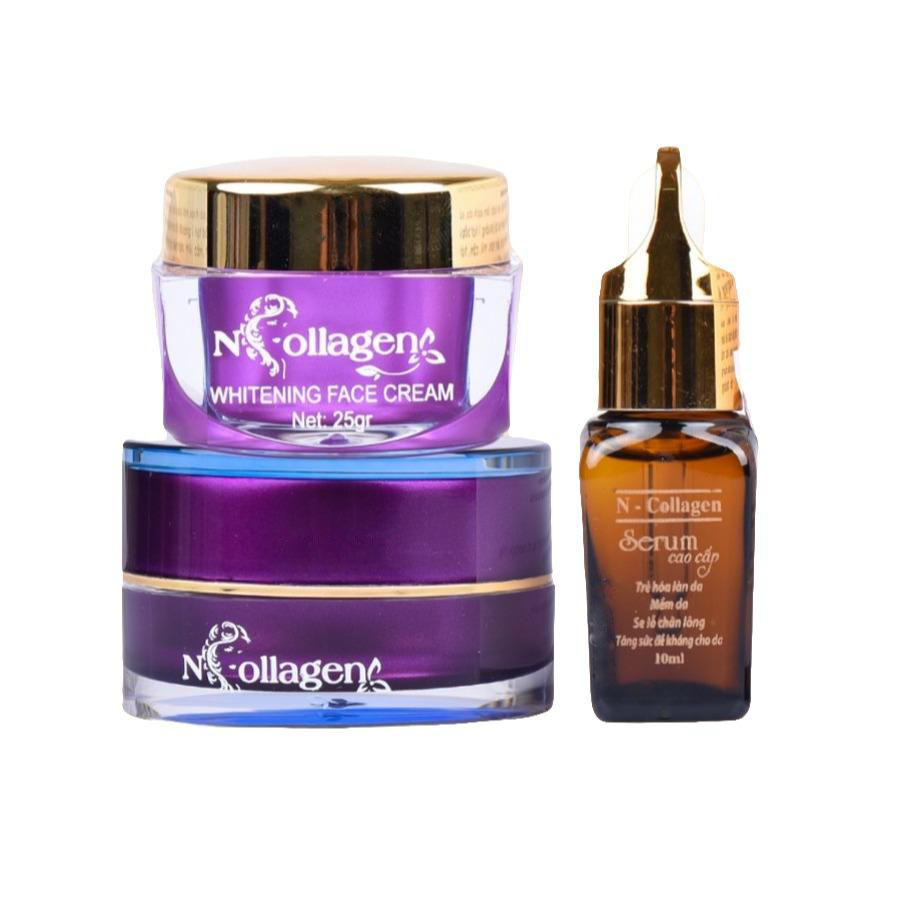 Bộ dưỡng da - Kem face tím kem lạnh serum cao cấp Ncollagen 60ml