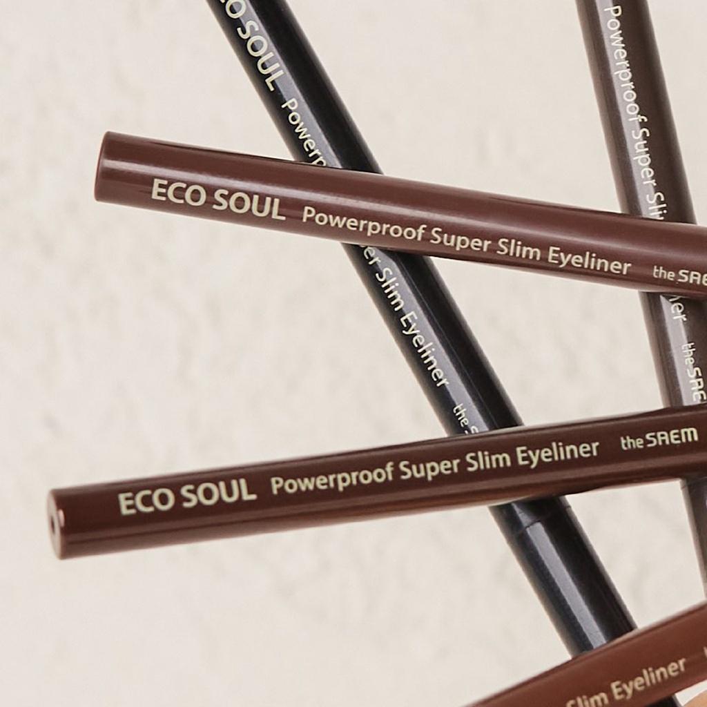 Bút Kẻ Mắt Chống Nước The Saem Eco Soul Powerproof Super Slim Eyeliner (0.1g)