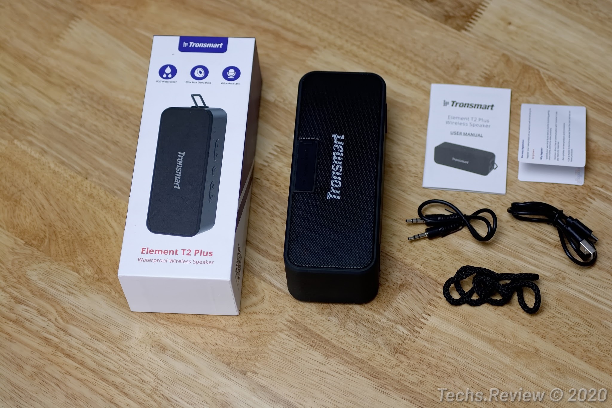 Loa Bluetooth Tronsmart Element T2 Plus 20W, BT 5.0, Chống nước IPX7, Âm thanh vòm 360 - Hàng Chính Hãng