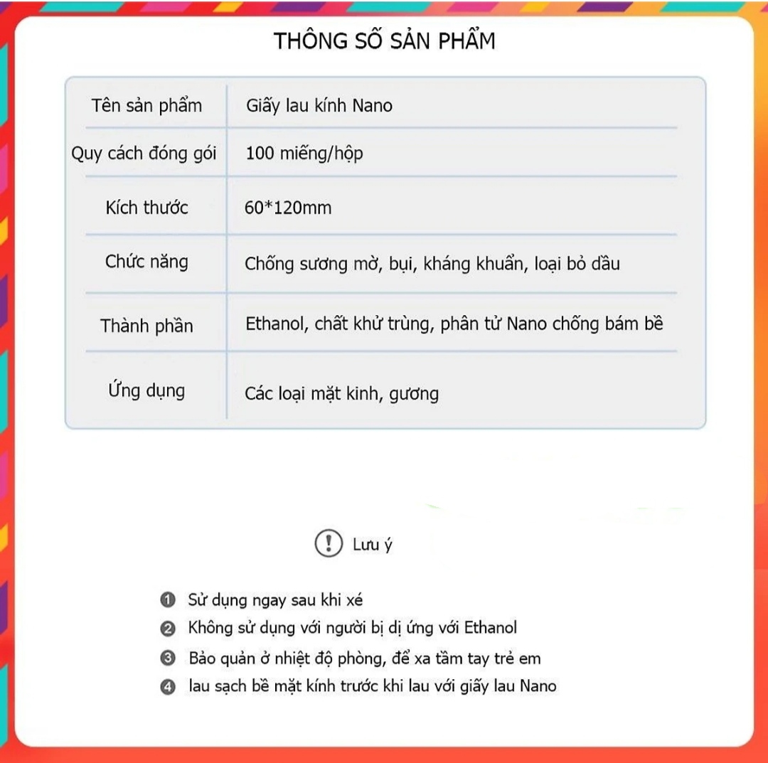 Khăn Lau Kính Nano Hộp 100 Miếng Khăn Giấy Chống Bám Hơi Nước, Giấy Lau Kính Chống Mờ Sương, Mồ Hôi, Chống Nhờn