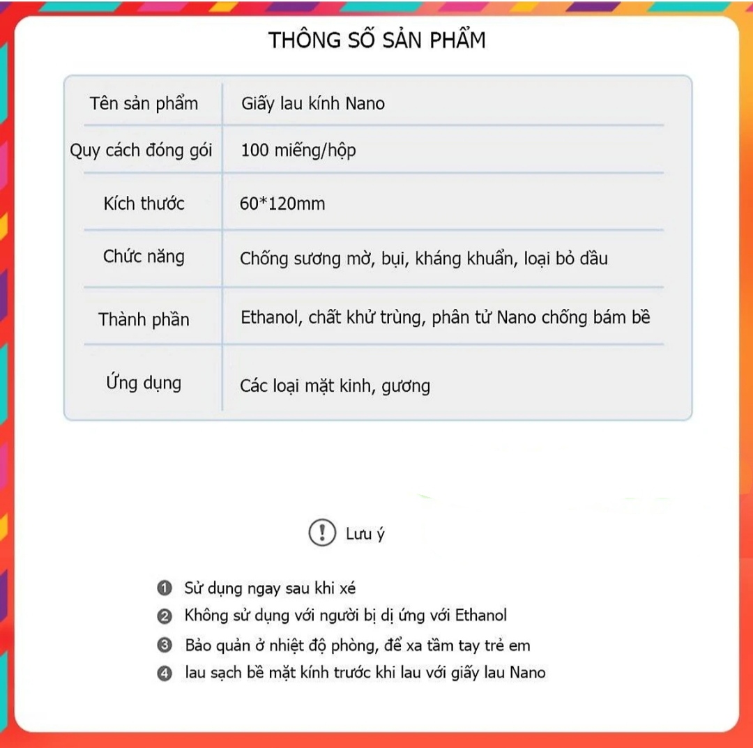 Hình ảnh Khăn Lau Kính Nano Hộp 100 Miếng Khăn Giấy Chống Bám Hơi Nước, Giấy Lau Kính Chống Mờ Sương, Mồ Hôi, Chống Nhờn 