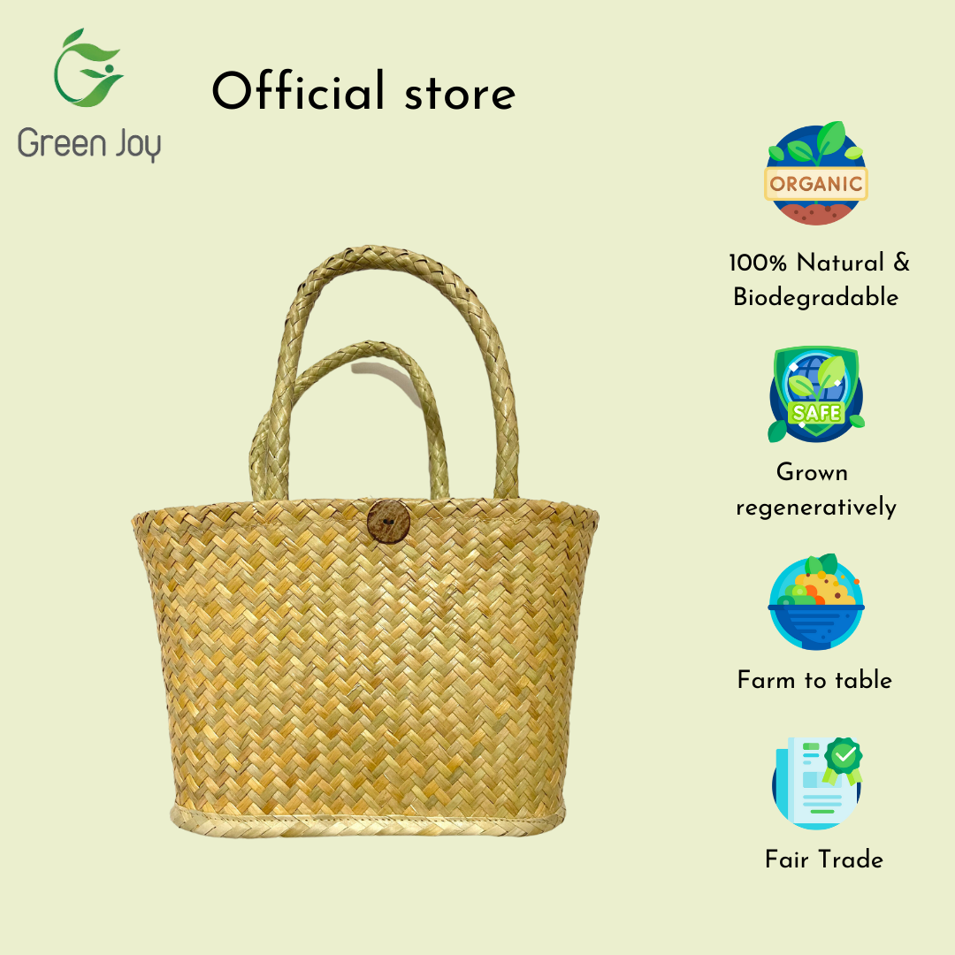 Giỏ cỏ bàng picnic có nơ Green Joy