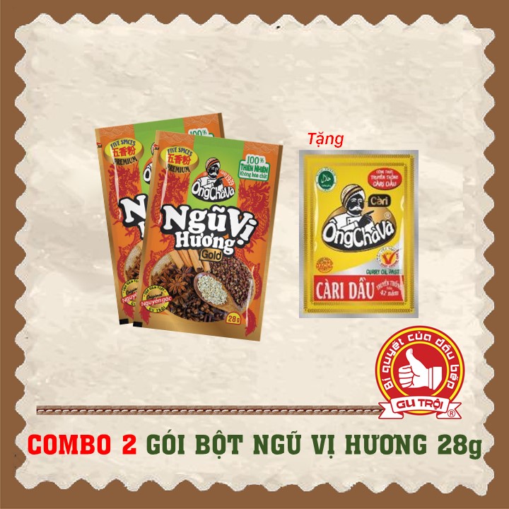 Combo 2 túi Bột Ngũ Vị Hương Gold Ông Chà Và 28gr - Tặng kèm 1 gói cà ri dầu 25gr