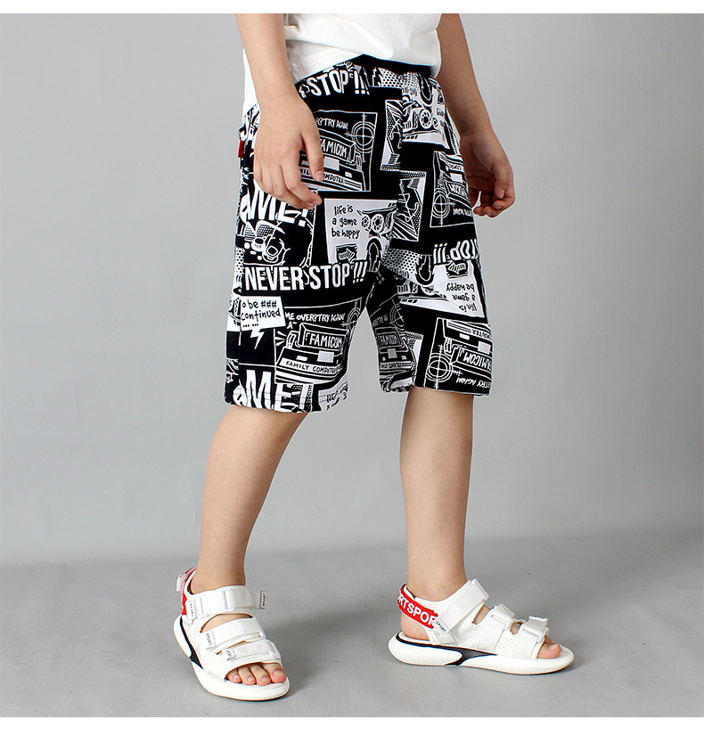 Quần thun trẻ em size đại TrueKids, Quần short thun cho bé trai phối chữ họa tiết