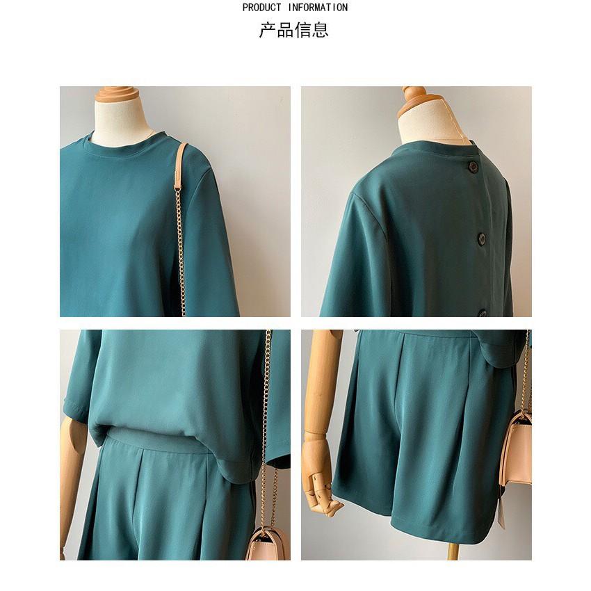 Jumpsuit ngắn cổ tròn tay lỡ đẹp quý phái