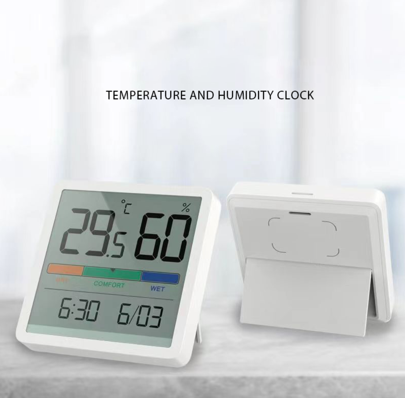 Đồng hồ nhiệt độ và độ ẩm Mute Màn hình LCD lớn 3,34 inch độ chính xác cao-Hàng hóa nhập khẩu