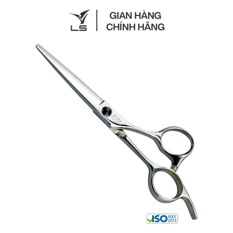 Kéo cắt tóc LS lưỡi thẳng quai offset vênh đỡ ngón cố định JP553