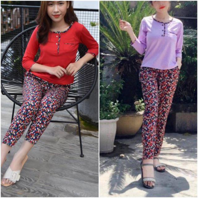 Đồ bộ mặc nhà, đồ sau sinh 2 màu ảnh thật