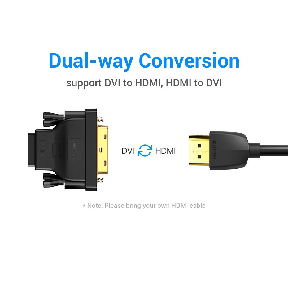 [ DVI 24+1 male ra HDMI female ] Đầu chuyển 2 chiều DVI 24+1 ra HDMI Vention ECDB0 - Hàng chính hãng