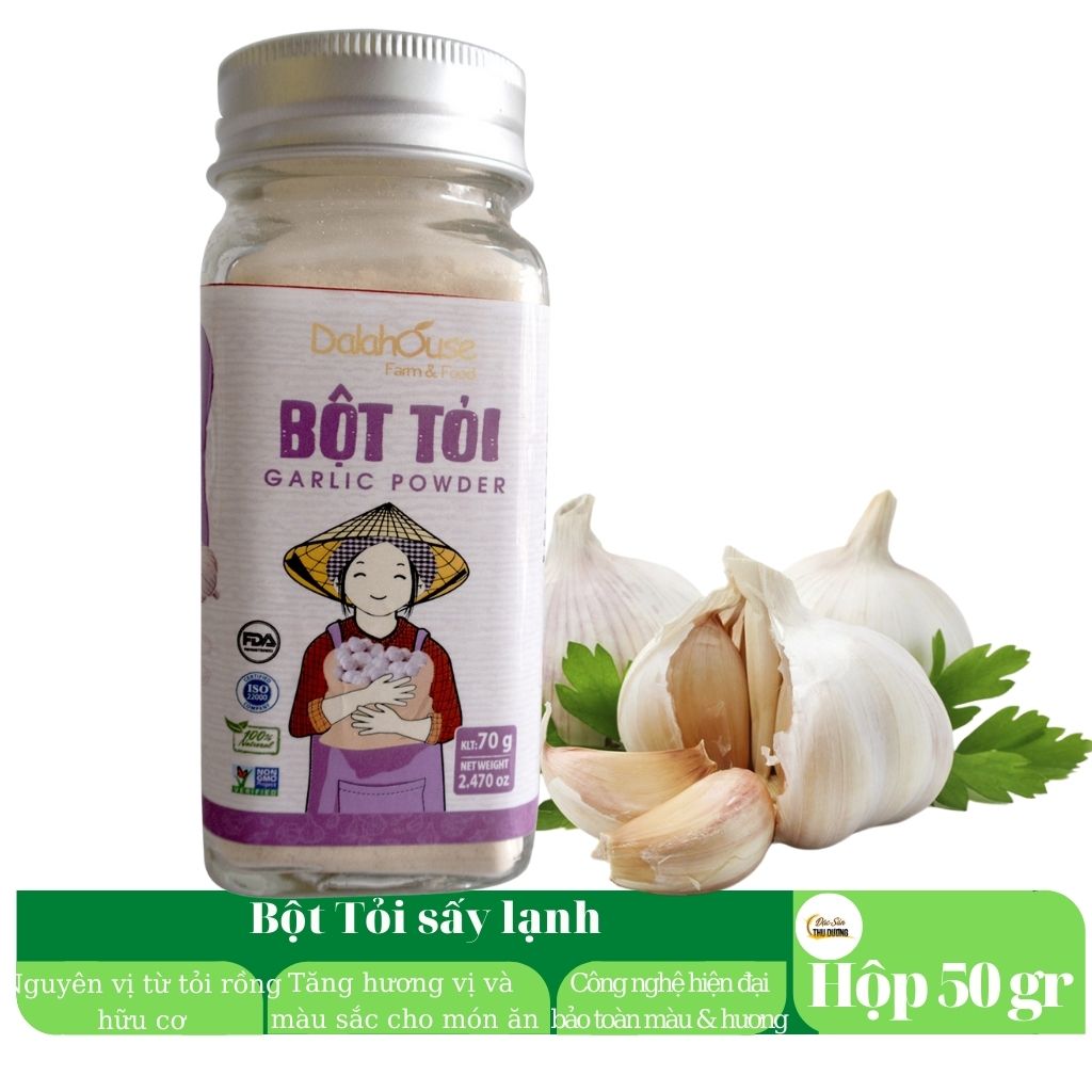 Tỏi bột hữu cơ Dalahouse - Bột tỏi nguyên chất sấy lạnh - Nguyên mùi, nguyên vị