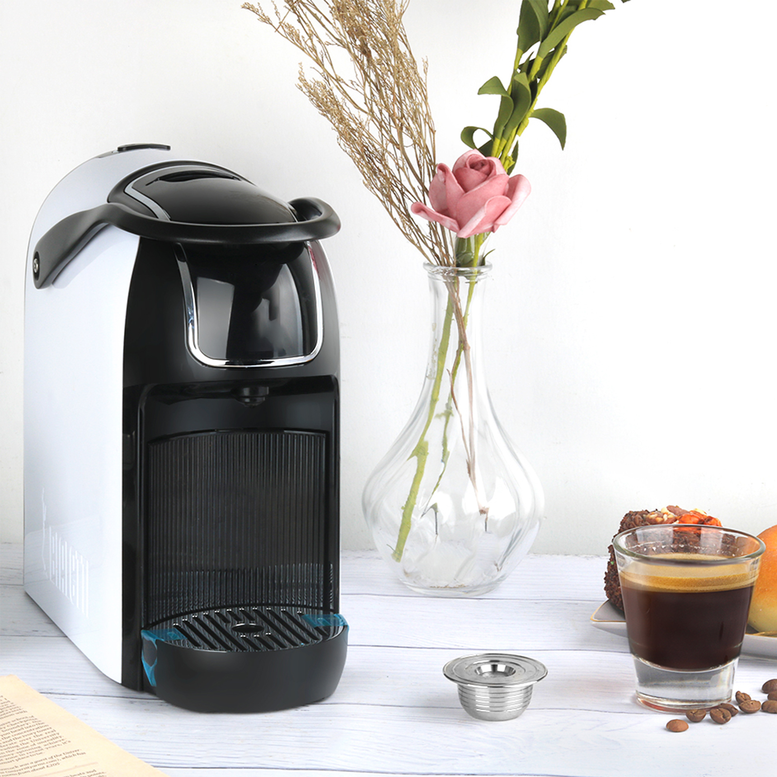 Viên nang cà phê bằng thép không gỉ có thể đổ đầy lại với Bàn chải thìa thay thế cho máy Bialetti