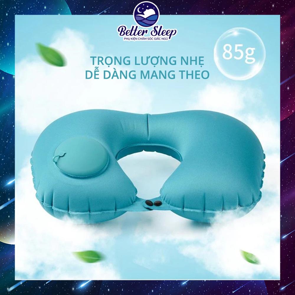 Gối Ngủ Kê Cổ Du Lịch Cao Cấp Bơm Hơi Tự Động - màu Xanh #24 #GOIBS01