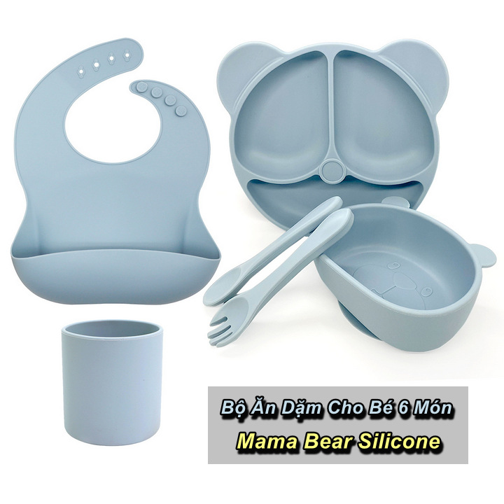 Bộ Ăn Dặm 6 Món Mama Bear Silicone Cao Cấp Dành Cho Bé - Home Decor Furniture