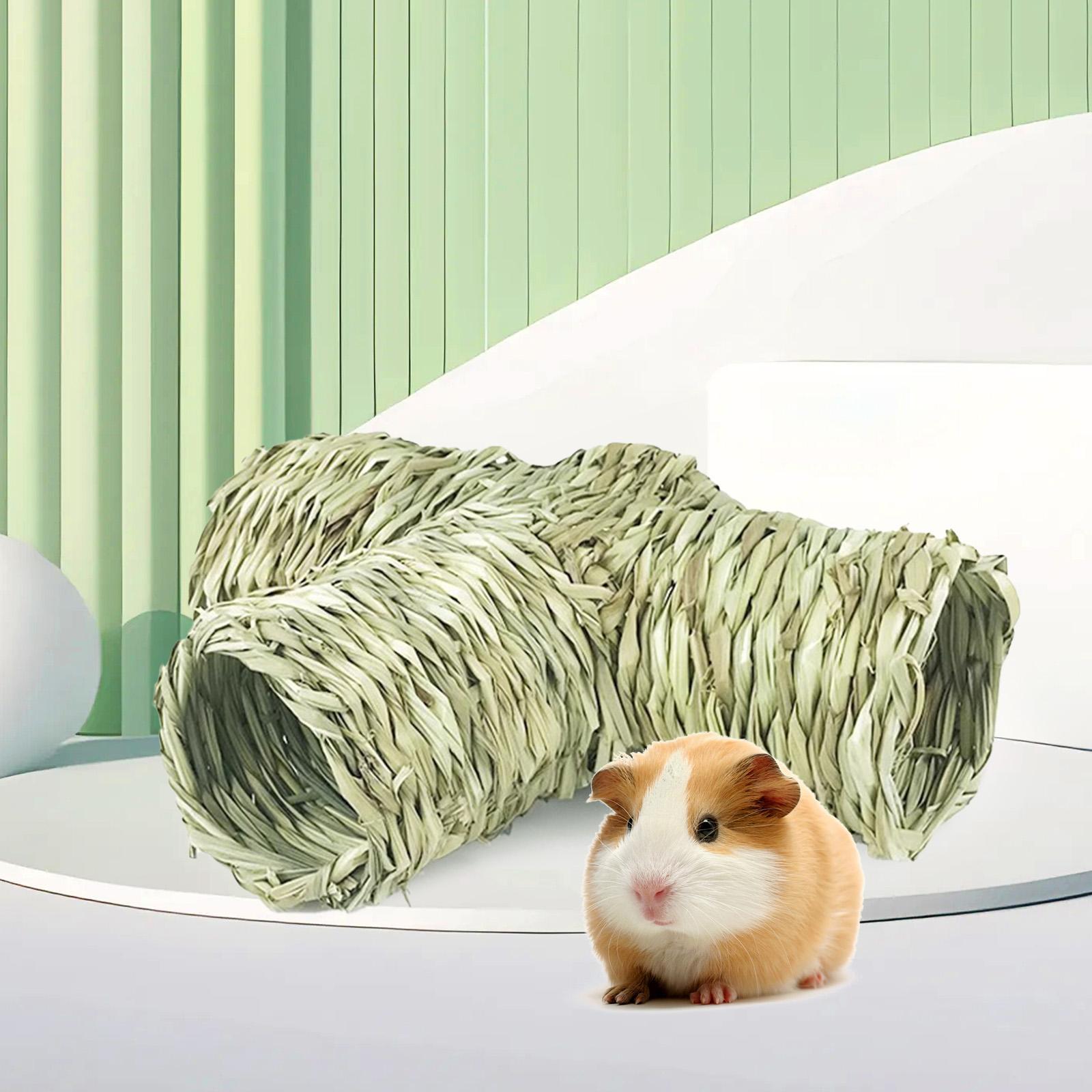 Hamster Grass Tunnel Interactive Toy Hay Bed Cage Cottage Hut Rabbit Tunnel Tube for Hamster Rat Squirrels Ferret