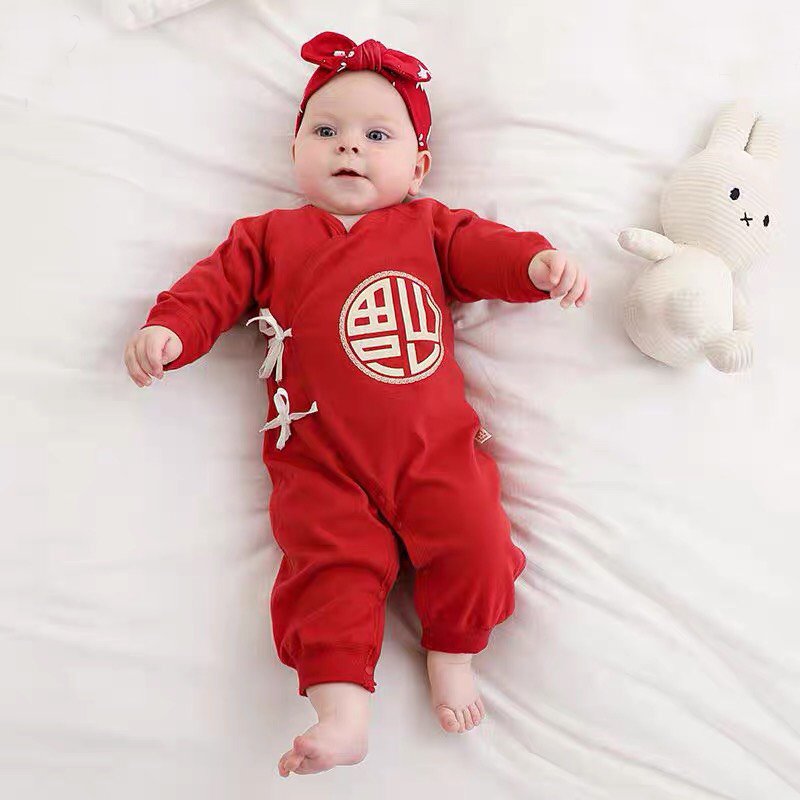 Body Buộc Dây dài tay tài lộc mẫu Quần áo trẻ em chất cotton mền mịn cho bé trai bé gái từ 0-12 tháng