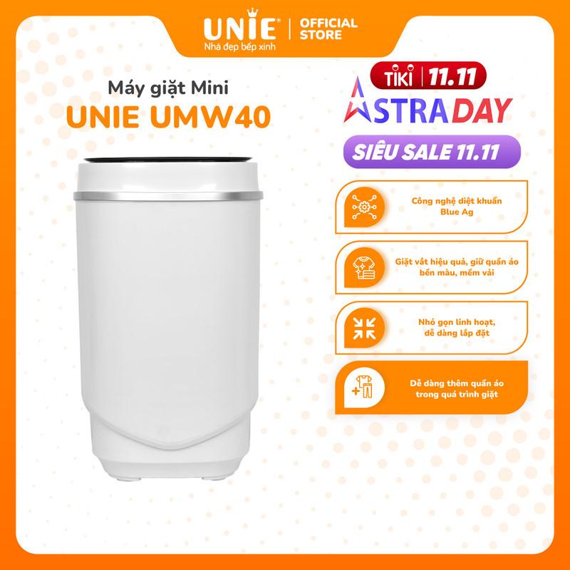 Máy giặt mini Unie UMW40 Công suất 240w giặt vắt hiệu quả Công nghệ diệt khuẩn cao cấp Blue Ag,nhỏ gọn dễ lắp đặt,dễ dàng thêm quần áo trong quá trình giặt, Hàng Chính Hãng