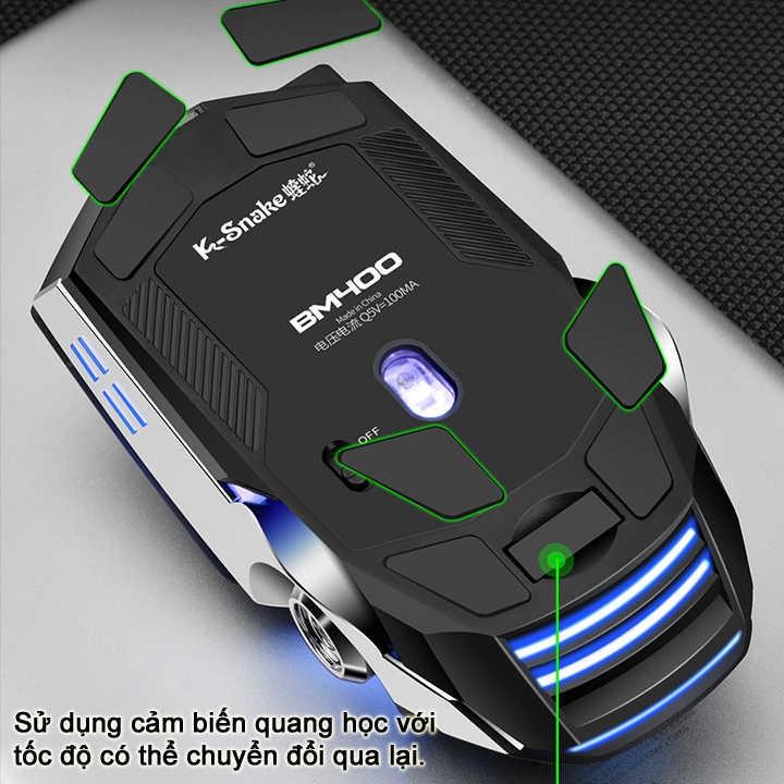 Chuột không dây chuyên game pin sạc Led 7 màu K-SNAKE BM400 CHUỘT ĐỈNH CHO DÂN PUBG &amp; FPS -VL - Hàng Chính Hãng