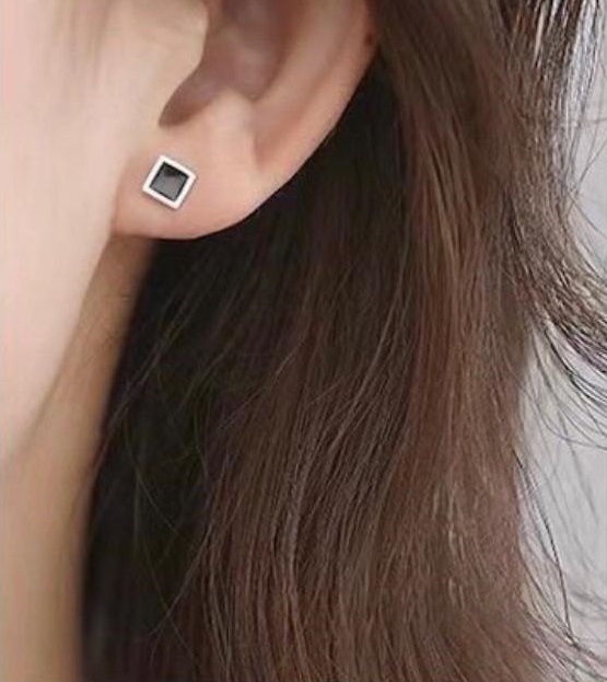 Bông tai bạc khuyên nụ thời trang chất liệu bạc s925 MS043