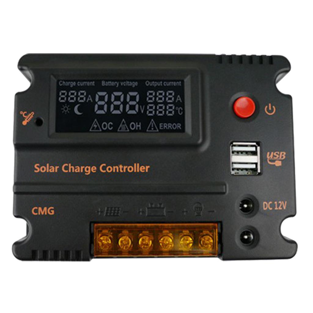 20A MPPT PWM Controller Waterproof Solar Charge Controller w/LCD Display and LED Bar
