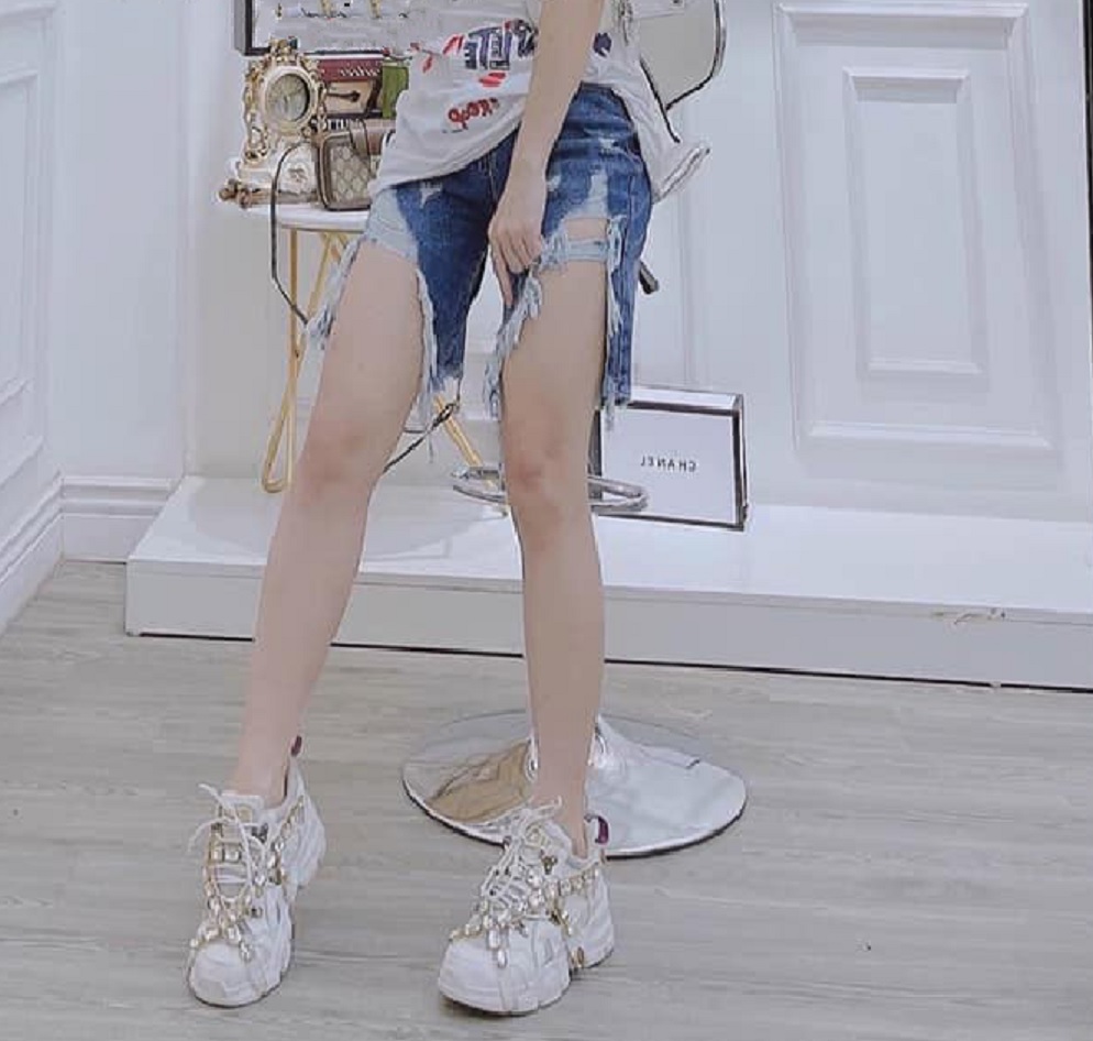 Quần short ngố jean nữ rách cao thời trang