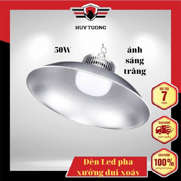 Đèn Led pha xưởng đui xoáy ánh sáng trắng chụp đèn tròn cao cấp-50W