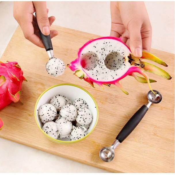 Combo 2 Muỗng 2 Đầu Inox Làm Bingsu Múc Kem Trái Cây Chuyên Dùng