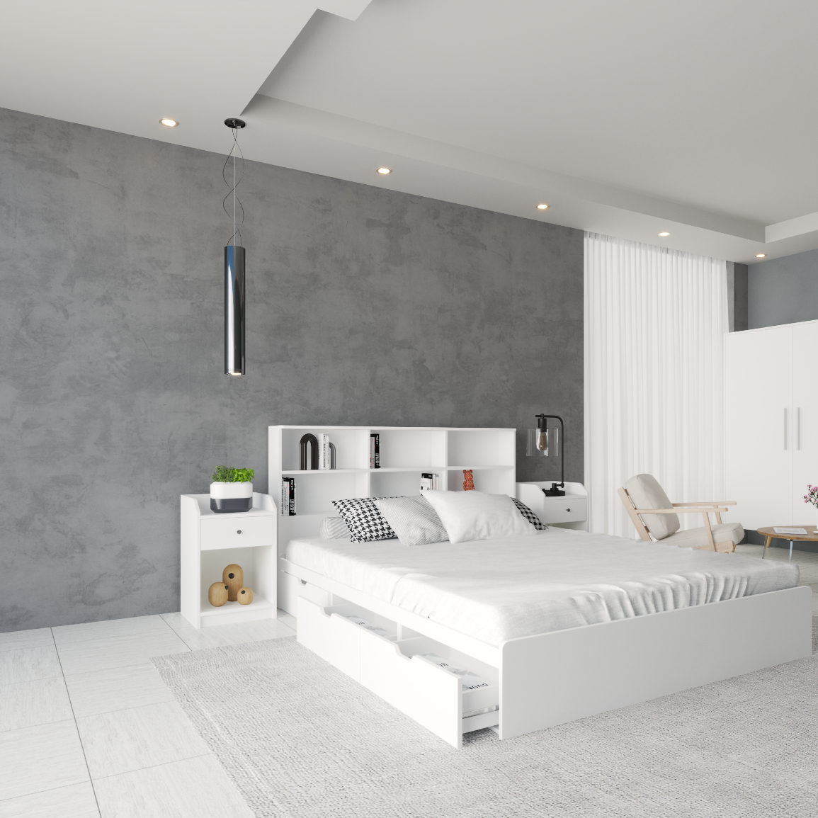 BONY, Giường ngủ 3 ngăn kéo - kệ đầu giường, GNG_021, GNG_022, GNG_023, GNG_024