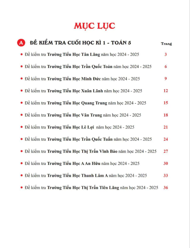 Sách - Tuyển Chọn Đề Kiểm Tra Toán Các Trường Lớp 5 (1 Cuốn)