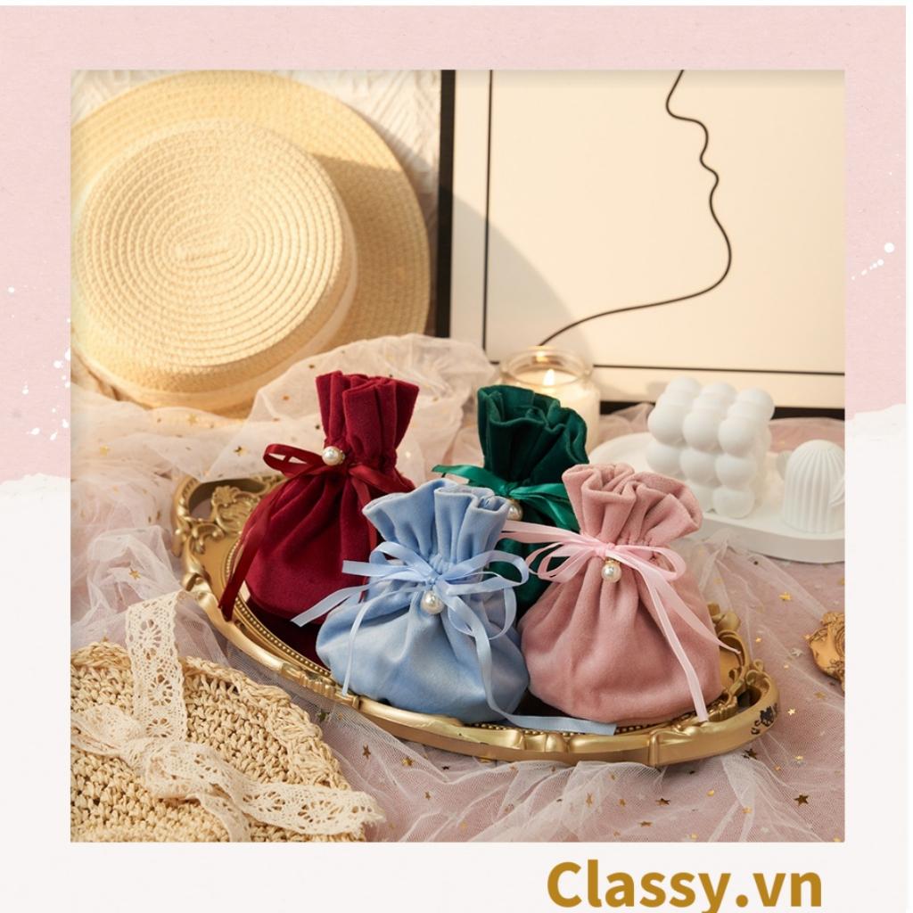 Túi nhung dây rút đính hạt xinh xắn dùng đựng quà tặng Classy NOEL, lễ tết, đám cưới T758