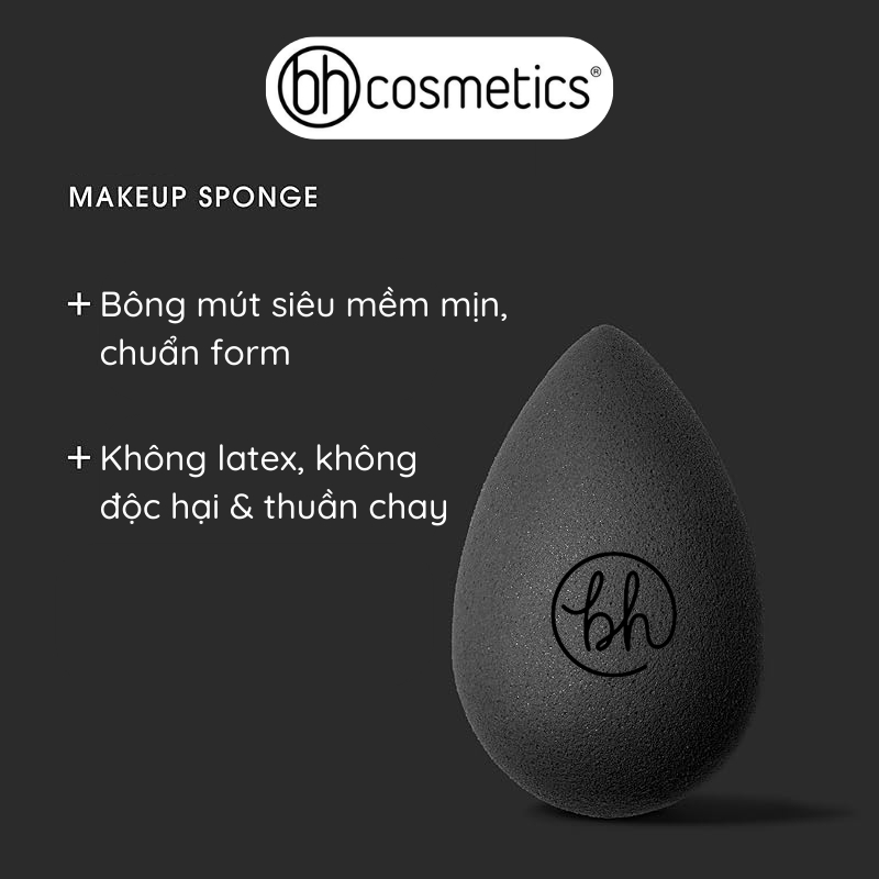 Bông mút trang điểm BH Cosmetics dễ tán mềm mịn hình giọt nước có hộp đựng màu đen