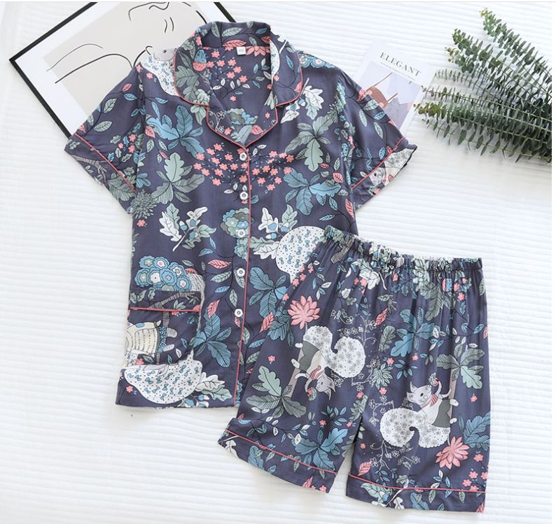 Bộ Đồ Pijama Nữ Cao Cấp Azuno BN0045 Mặc Nhà Ngắn Tay Chất Liệu Cotton Lụa Mặc Mùa Hè Rất Mát