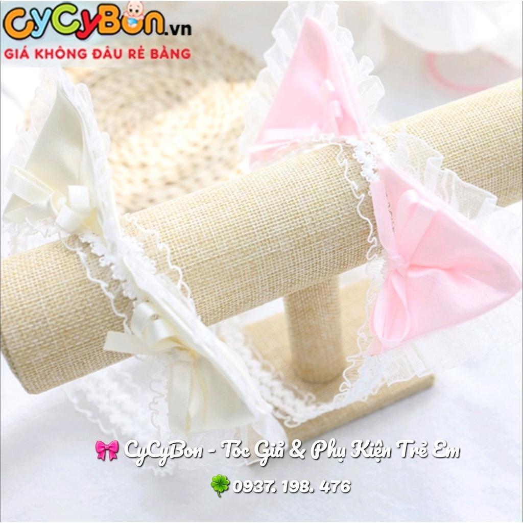 Băng Đô Turban Cho Bé Gái Họa Tiết Tai Mèo Thun Ren Co Giãn Theo Cỡ Đầu Của Bé Siêu Cưng !