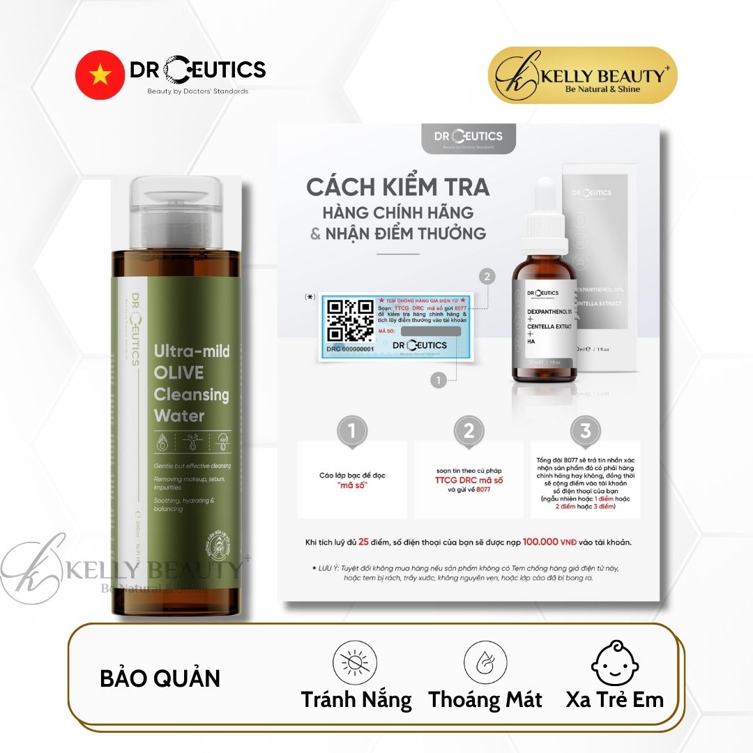 Nước Tẩy Trang DrCeutics Ultra-Mild Olive Cleansing Water - Kelly Beauty