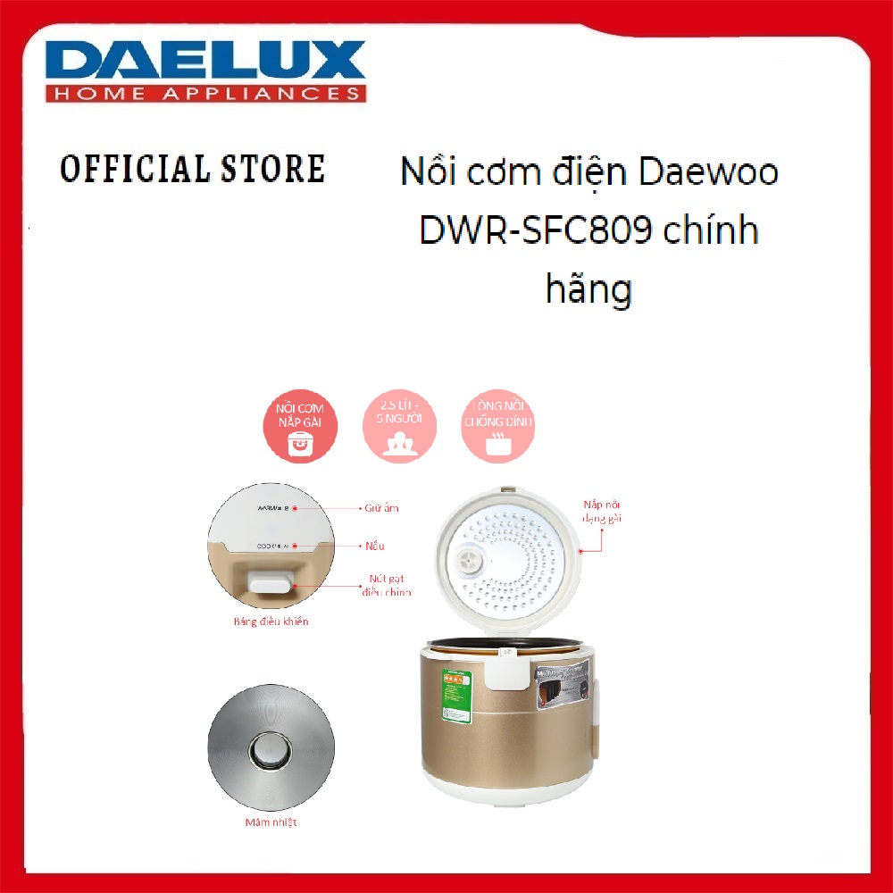 Nồi cơm điện Daewoo DWR-SFC809 hàng chính hãng