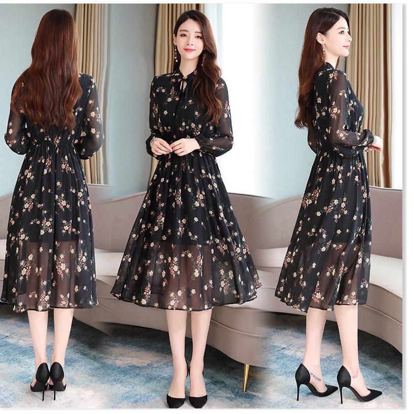 ĐẦM LỤA HOA, HỌA TIẾT ĐƠN GIẢN NHƯNG KHÔNG KÉM PHẦN SANG TRỌNG