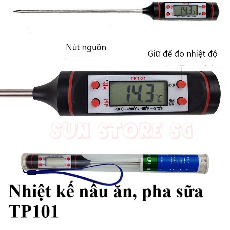 Nhiệt kế nấu ăn, pha sữa TP101 (màu đen) ,nhiệt kế sử dụng trong bếp, phù hợp để đo nhiệt độ của đồ uống, sữa, cafe,