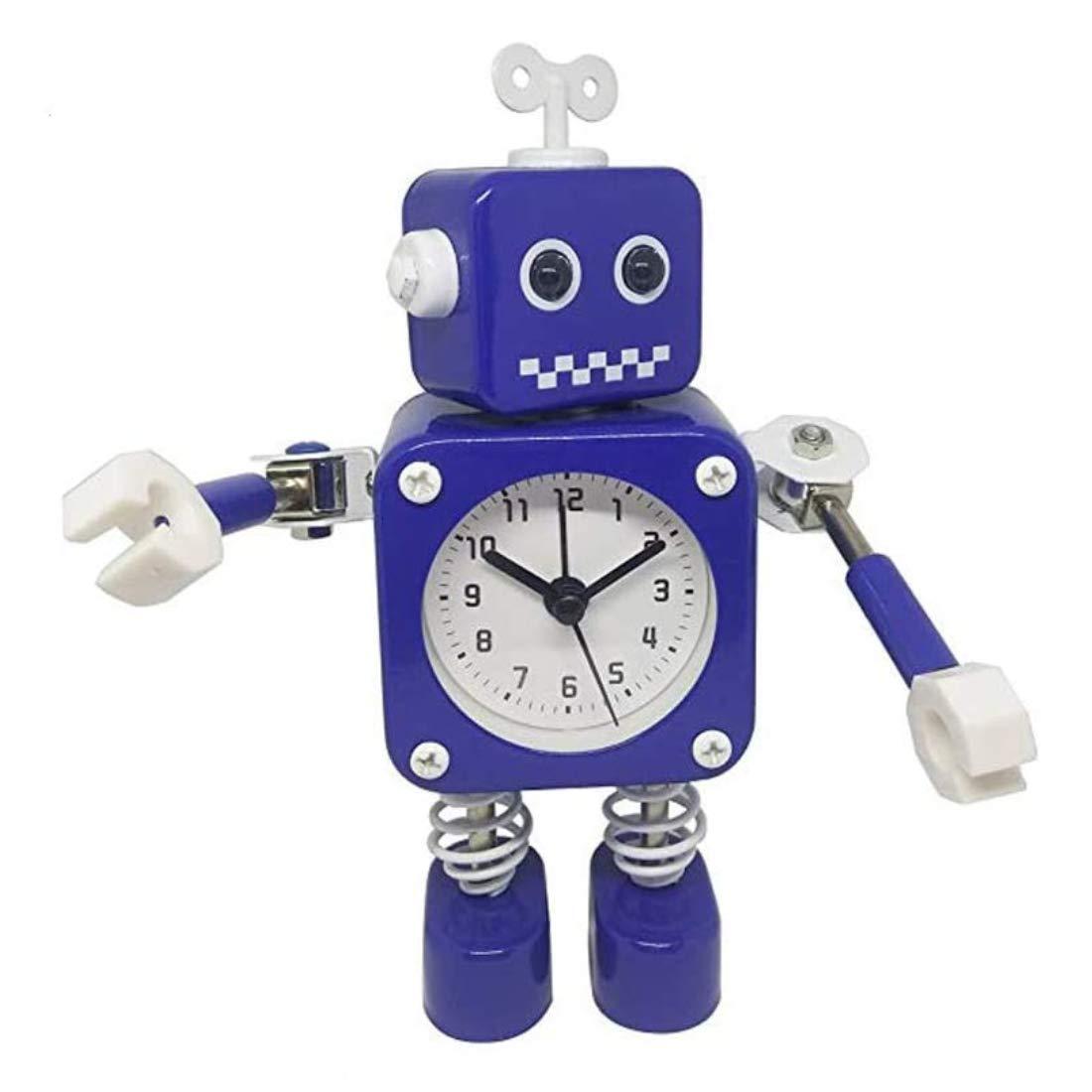 Đồng hồ báo thức robot, đồng hồ báo thức không bị ảnh hưởng với ánh sáng mắt nhấp nháy và cánh tay có thể xoay, quà tặng cho trẻ em