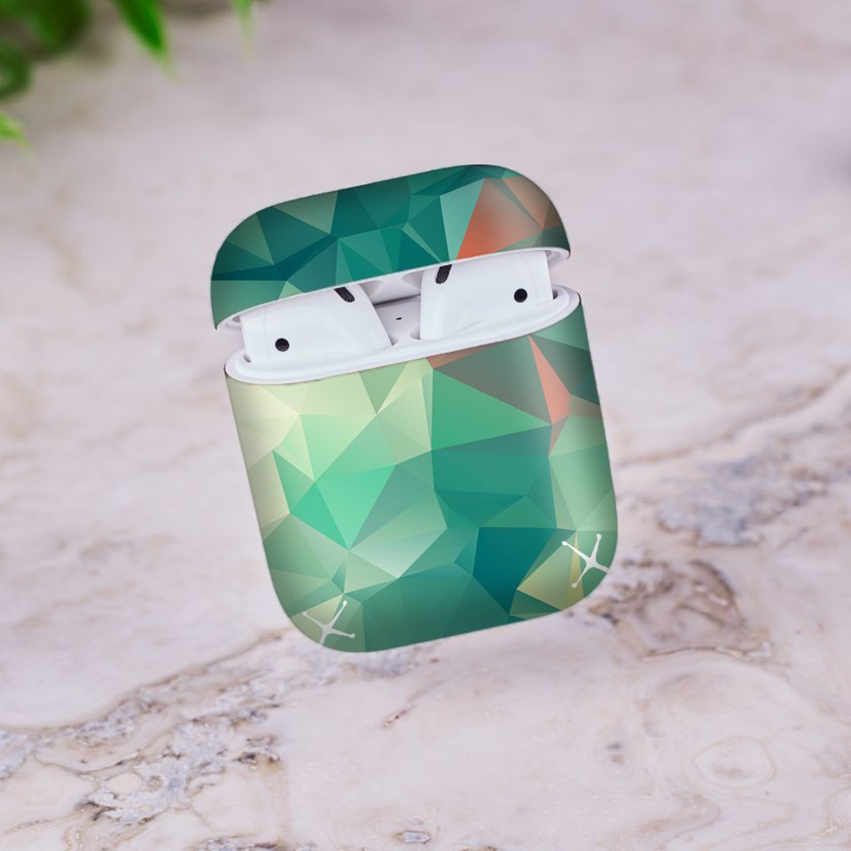 Miếng dán skin chống bẩn cho tai nghe AirPods in hình Vân kim cương - BG0035 (bản không dây 1 và 2