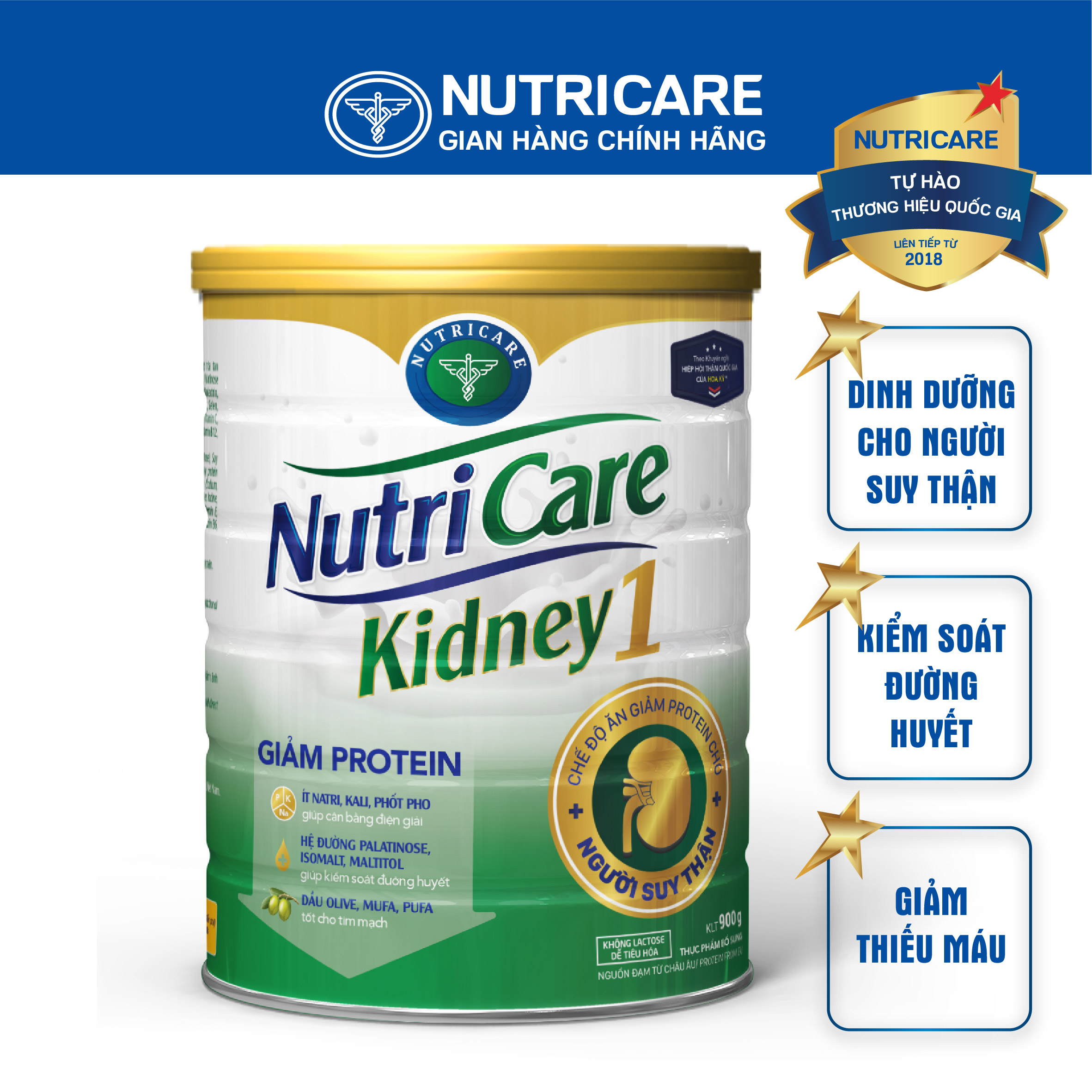 Sữa bột Nutricare Kidney 1 dinh dưỡng y học cho người suy thận 900g