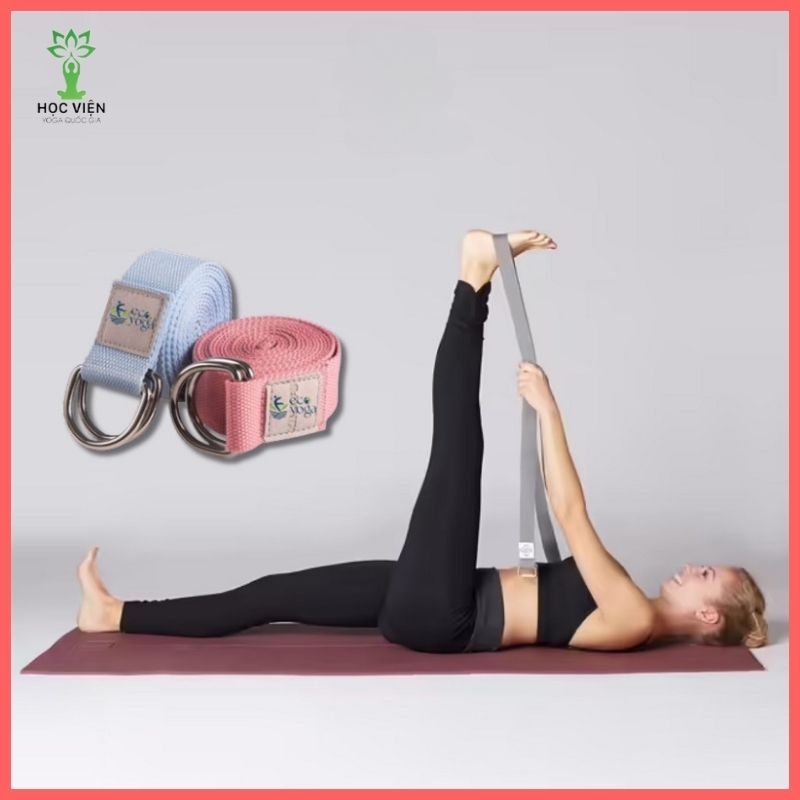 Dây Đai Tập Yoga Cotton Dài 2.5m kèm thun buộc , Bản 3.8cm , Dày 2mm , cải thiện , nắn chỉnh cột sống
