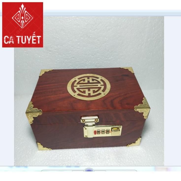 HỘP ĐỰNG TRANG SỨC, HỘP ĐỰNG CON DẤU GỖ HƯƠNG SIZE 19cm KHÓA MÃ SỐ - ẢNH THẬT