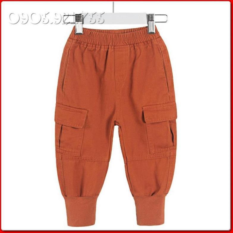 QK5Size90-130Quần jogger Kaki, hãng XILIBAThời trang trẻ Em hàng quảng châu - Hình thật cận vải