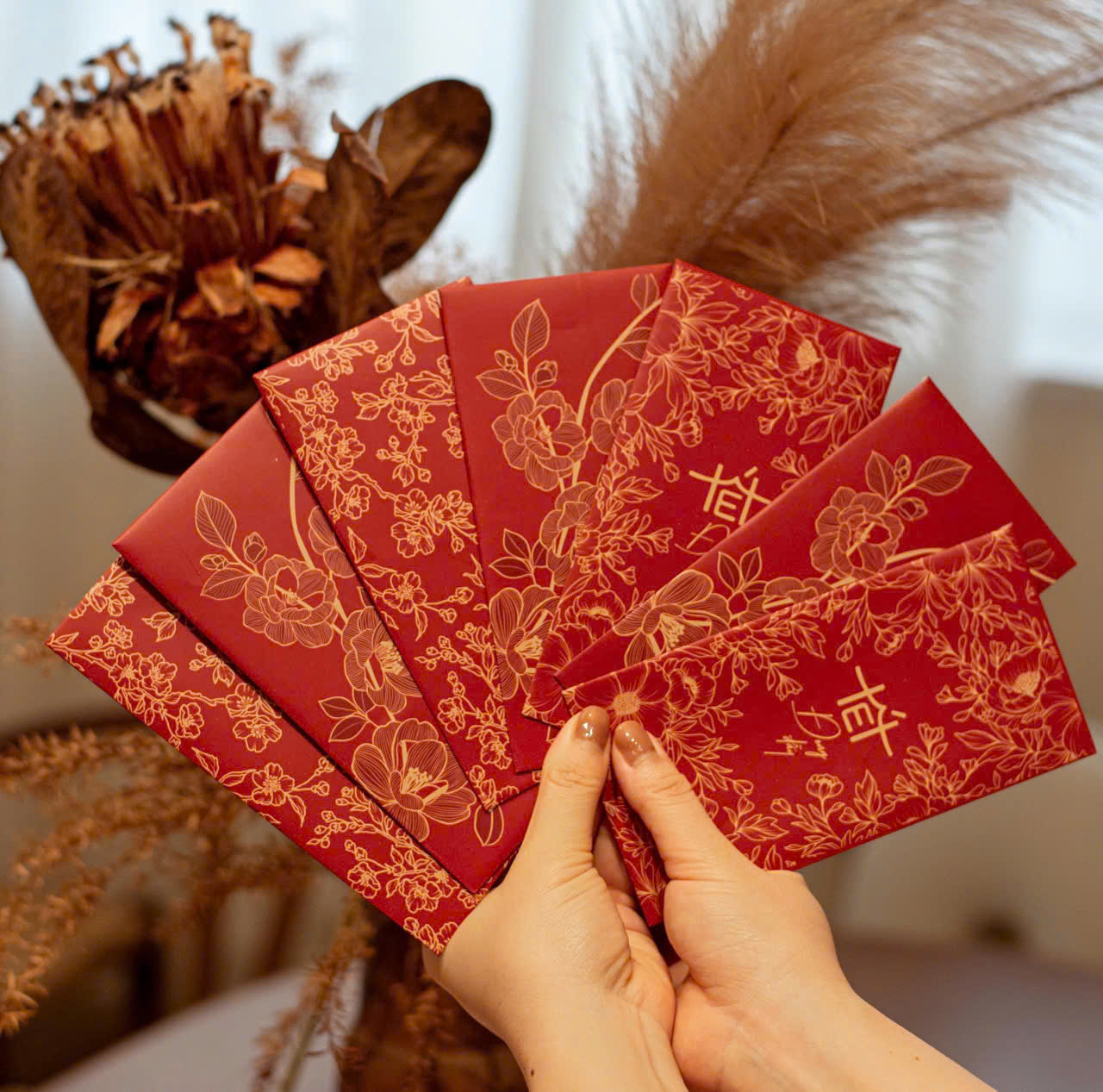 SET 60 Bao Lì Xì Tết 2026 Cao Cấp – Họa Tiết Hoa Vàng Sang Trọng – Bộ Lì Xì Tết Đỏ May Mắn - HÀNG CHÍNH HÃNG MINIIN