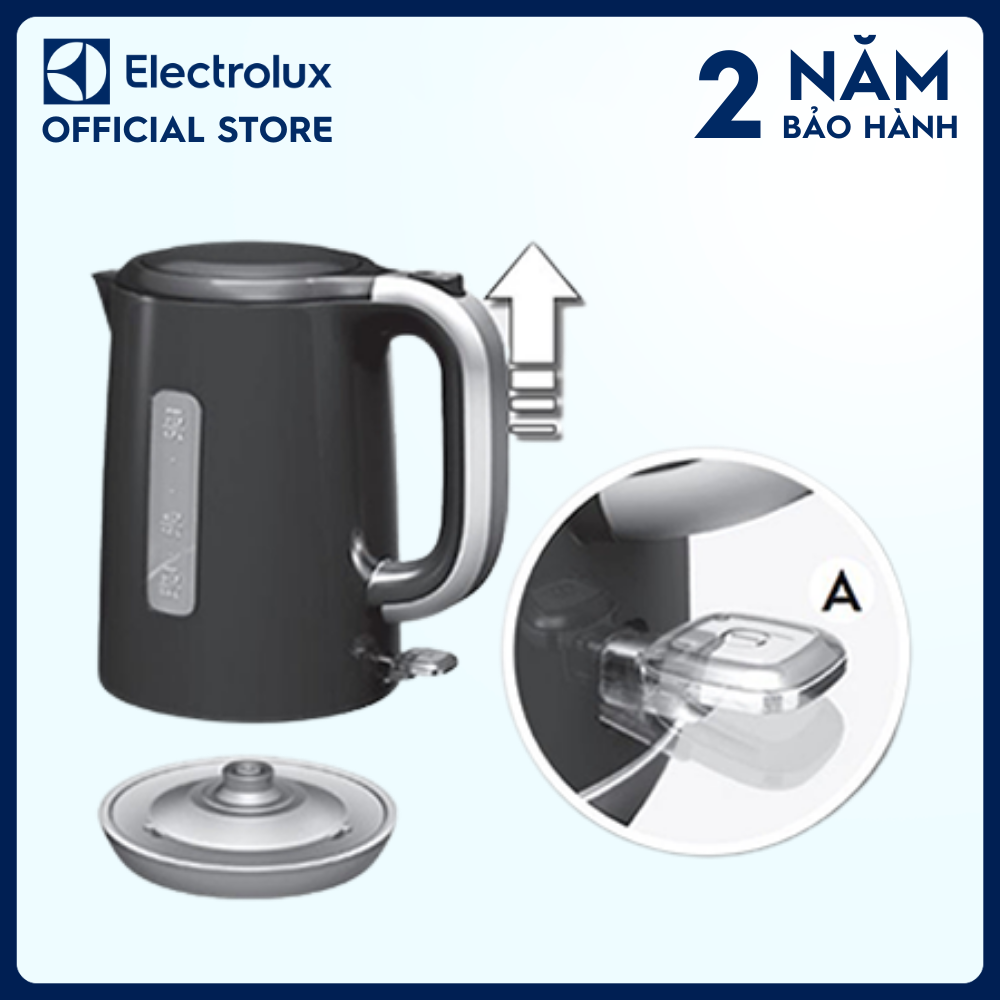 Bình đun nước siêu tốc Electrolux 1.7L EasySense EEK3505, 3 chế độ tự ngắt điện an toàn [Hàng chính hãng]