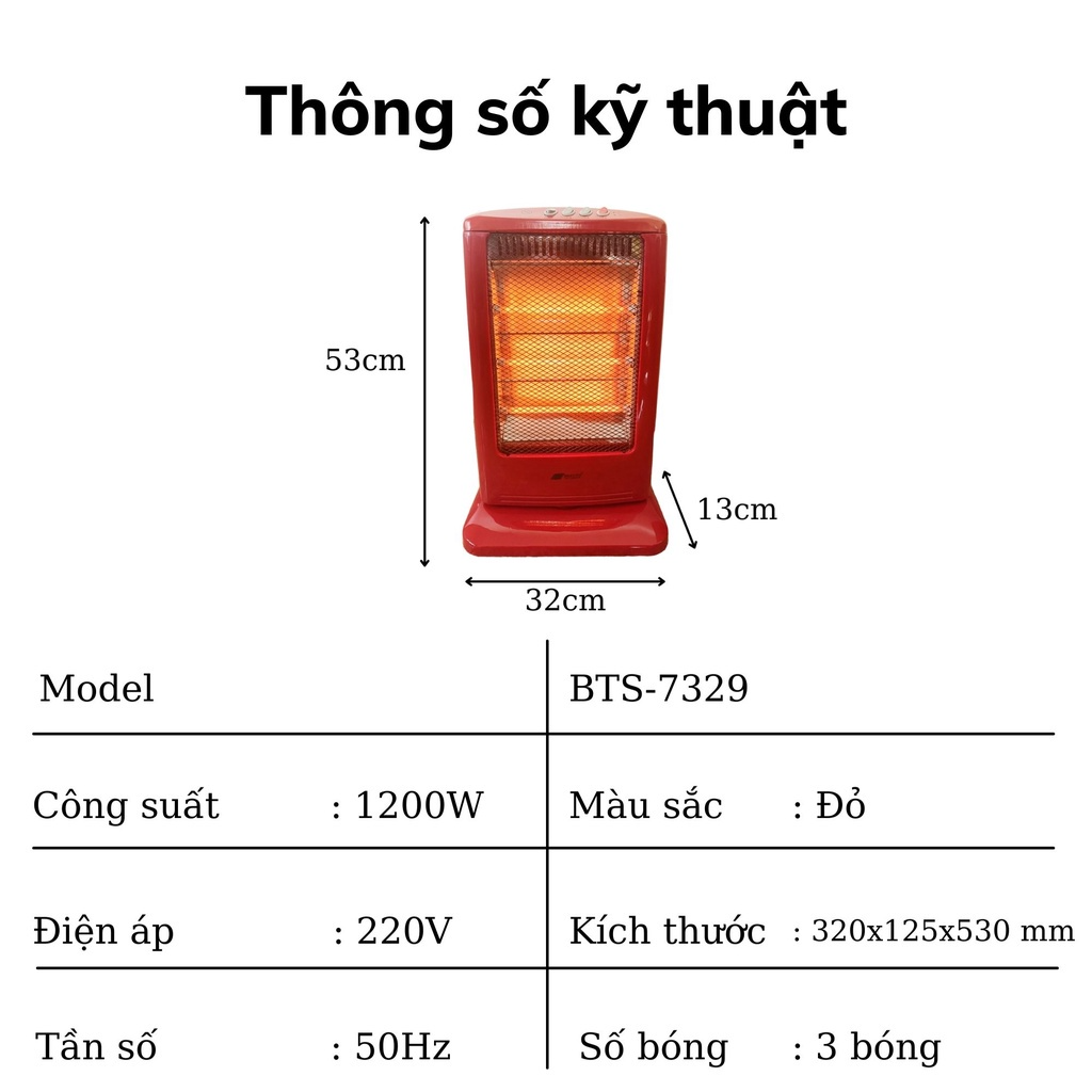 Máy Sưởi Hồng Ngoại 3 Bóng Besuto BST-7329