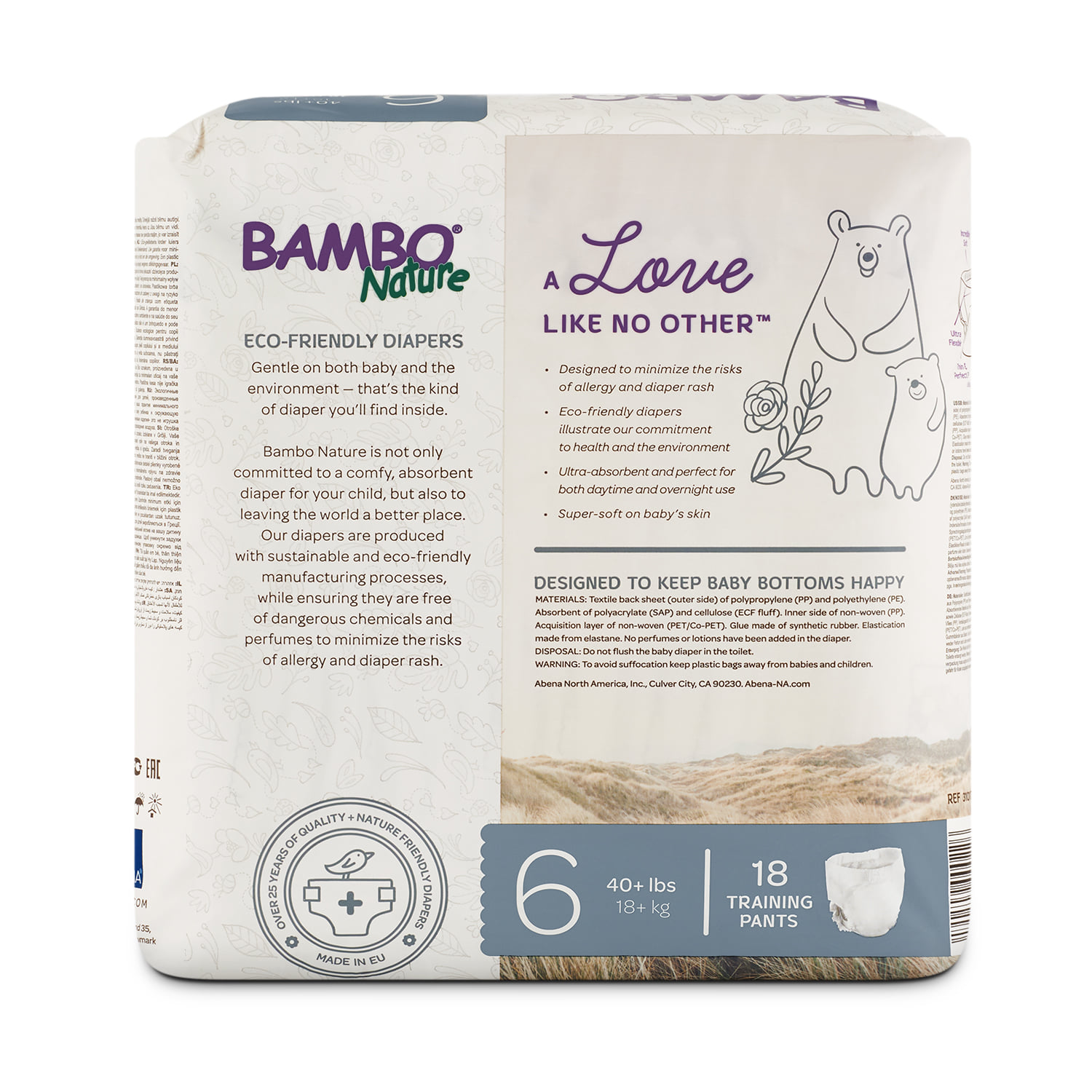 Combo 3 gói Tã Quần Em Bé Hữu Cơ Bambo Nature - gốc Đan Mạch - >18 kg - XXL18 - 18 miếng