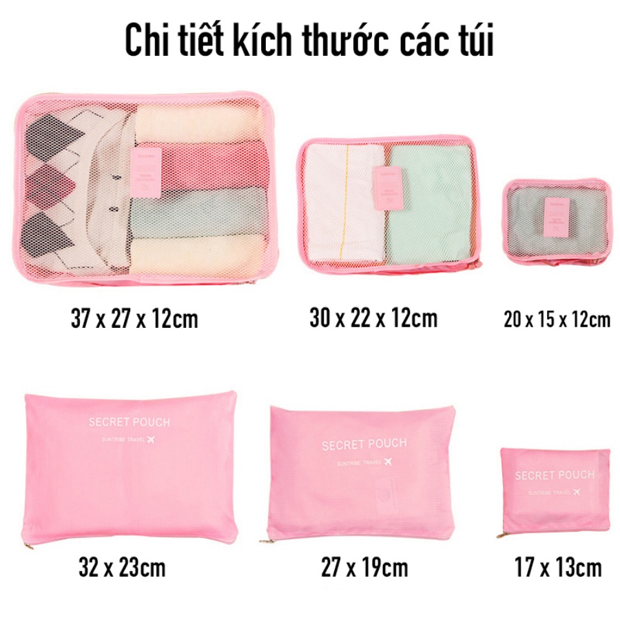 Combo 6 Túi Đựng Đồ Du Lịch Chống Thấm Nhiều Kích Cỡ Tiện ích - Hàng Chính Hãng THAFA