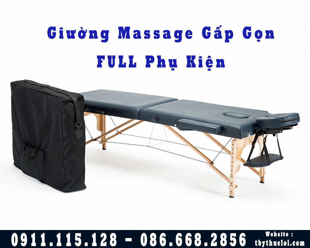 Giường massage gấp gọn chân gỗ HL1 - Giường Spa Gấp Gọn