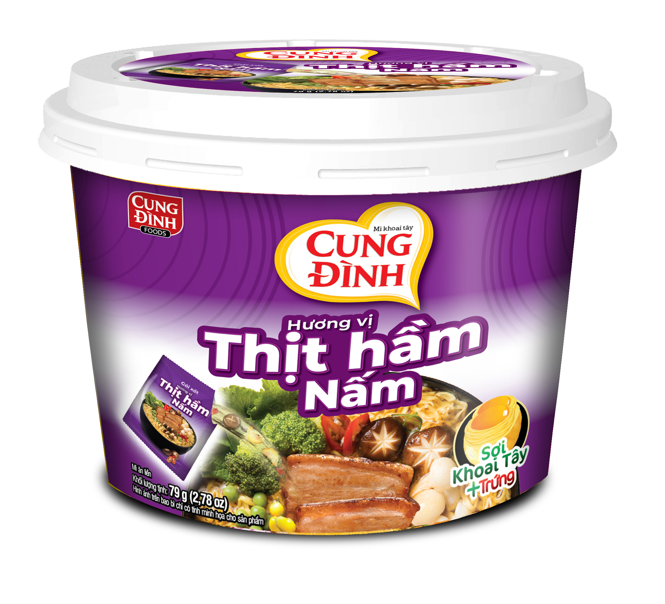 Thùng 12 Thố Mì Khoai Tây Cung Đình Hương Vị Thịt Hầm Nấm (79g/thố)