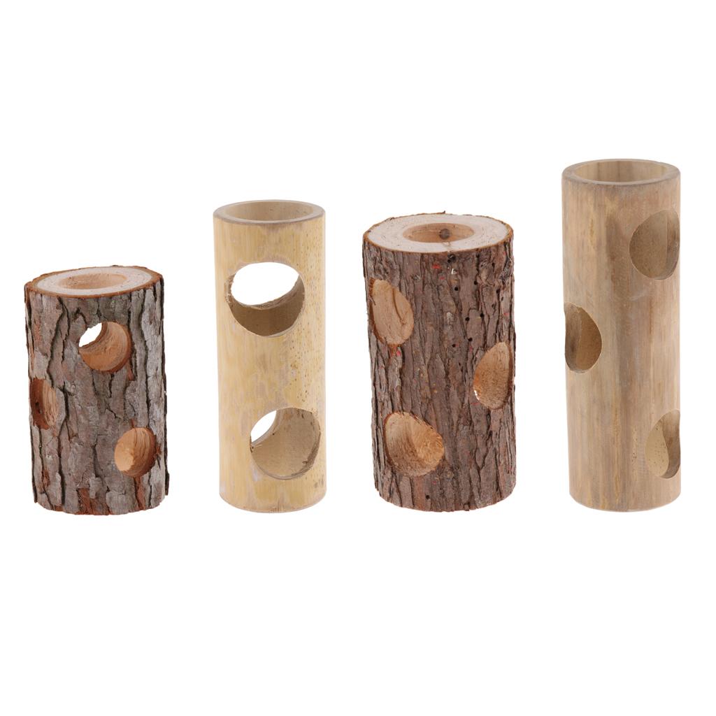 Natural Wooden/ Bamboo Hamster Mice Mouse Rat Gerbil Tunnel Cage Hide Play Toy